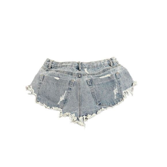 Honey Punch Distressed Denim Shorts with Frayed Hem - Size Small - Picture 2 of 2